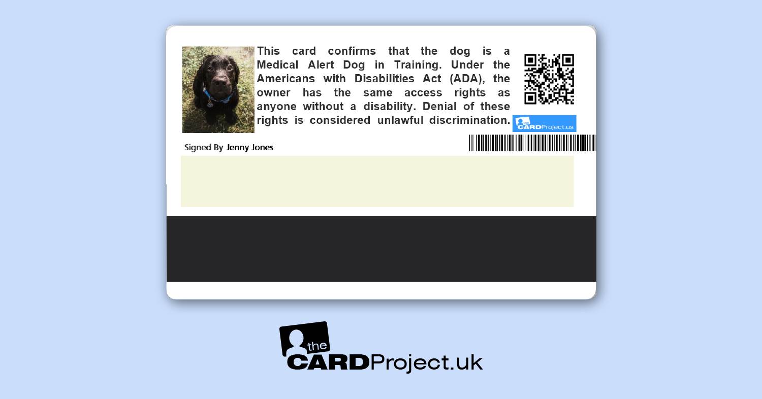 Medical Alert Dog In Training ID Card (REAR)